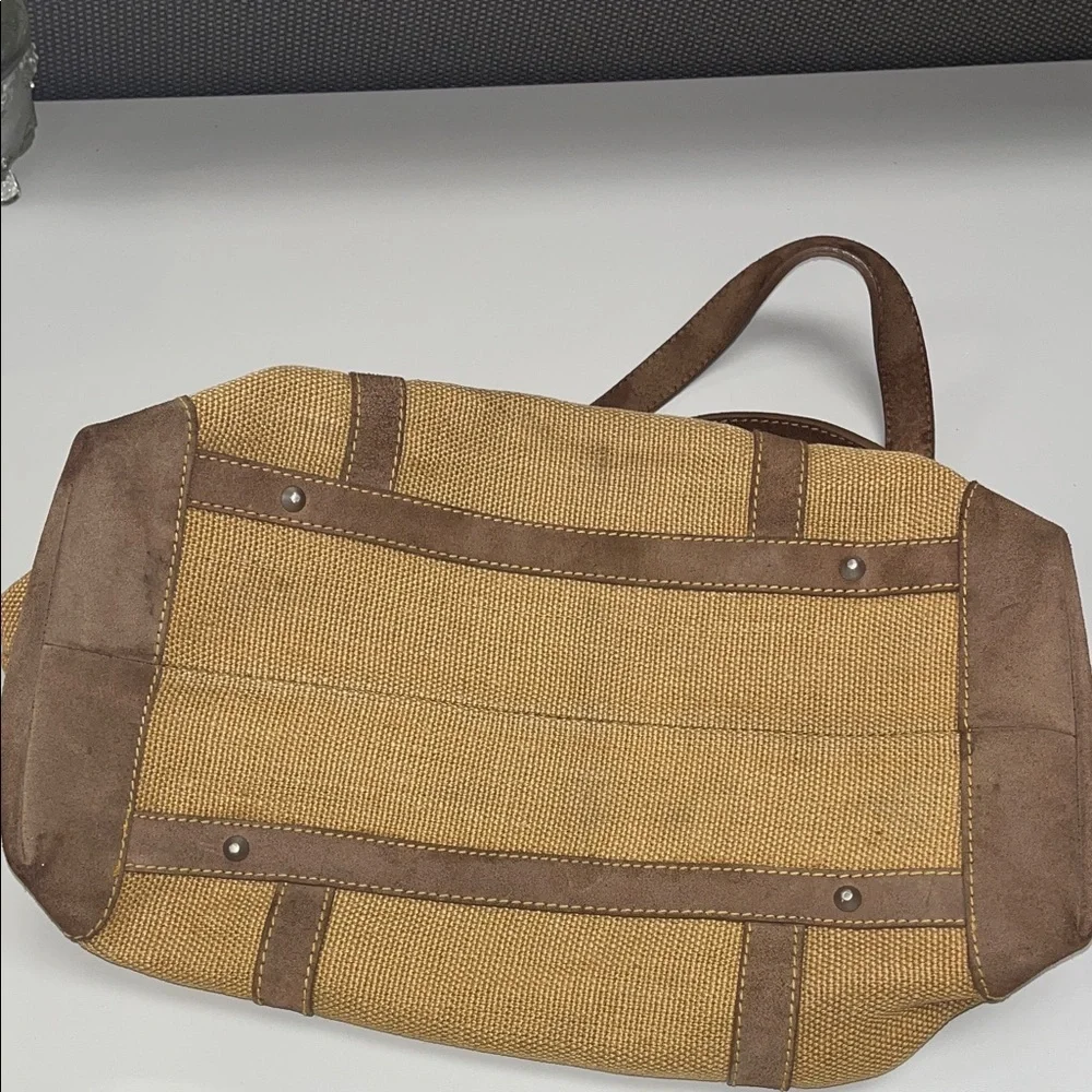 Tommy Bahama Large Tan Burlap and Brown Men's Travel Tote